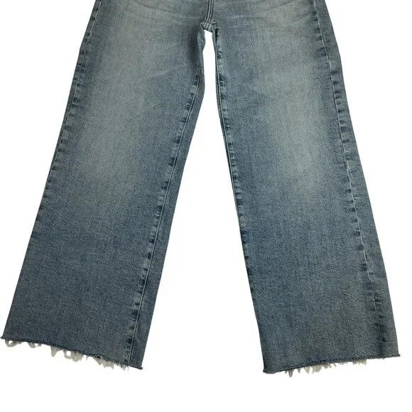 AG Saige Wide Leg Crop High Rise Fit Jeans Womens 27 Blue Raw Hem - Picture 4 of 12
